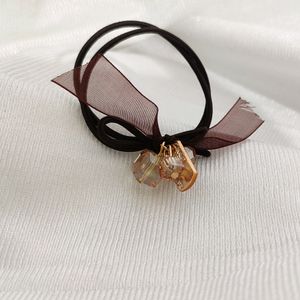 Korean Rubber Rich Crystal Brown Ribbon