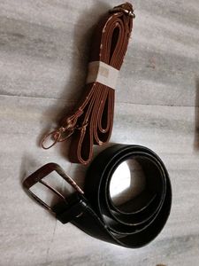 Belt For Gents ( Black)And Bag Sling (Brown).