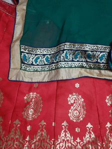 Red &amp; Gold Paisley Lengha Set