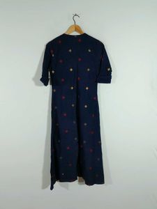 Navy Blue A Line Printed Kurta For Women&#39;s