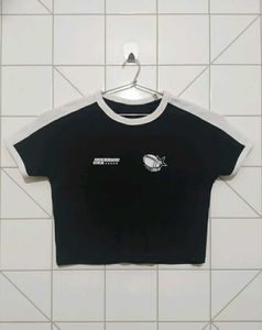 Black Graphic Crop Top