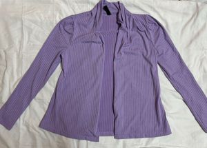lavender Ribbed Cardigan