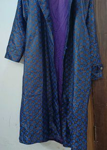 Stylish Blue Floral Coat