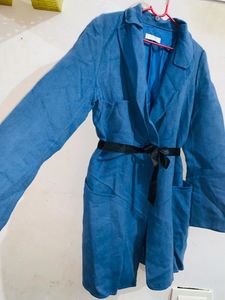 Stylish Blue Coat with Belt