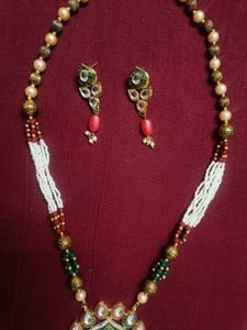 Long Necklace With Earrings Set