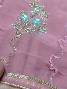 Pink Hand Work Suit Riyon Bottom