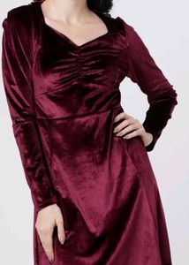 Burgundy Solid VELVET dress
