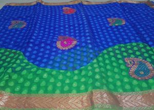 Elegant Blue &amp; Green Saree