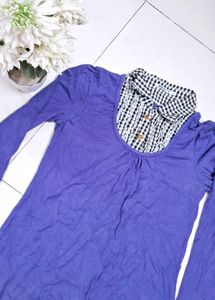 Collar Type Full Sleeves Top Purple 💜