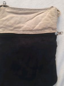 Beige And Black Sling Bag