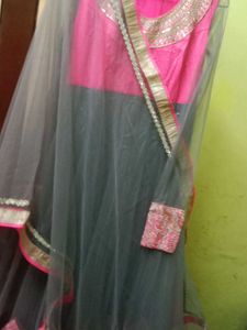 Pink &amp; Silver Embellished Fabric