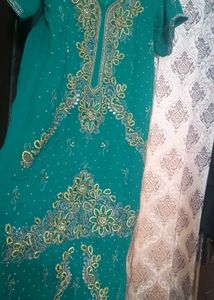 Green Suit With Plazo And Dupatta