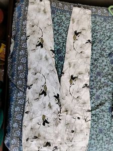 Floral Jeans (White Denim,Green Blooms)