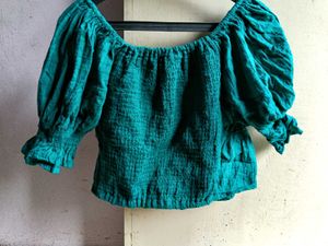 Cute Green Tie-Front Top