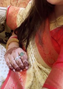 Elegant White &amp; Red Banarasi Saree  Wore Only Once