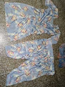 Silver Crape Silk Suit