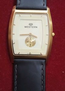 Western Black Leather Watch