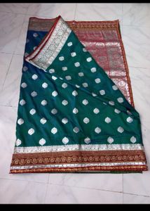 Elegant peacock colour Silk Saree