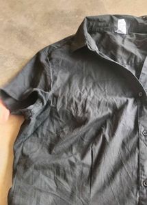 Black Short Sleeve Button Down