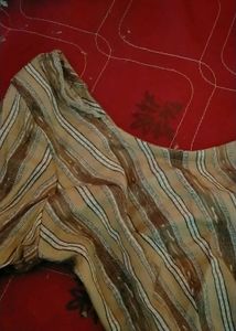 Tan And Brown Colour Blouse Cotton