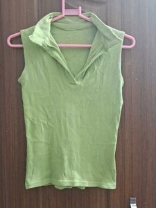 Green Collared Top