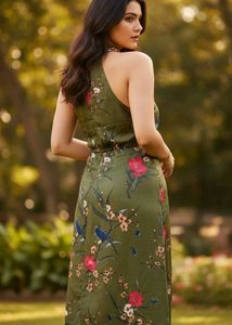 Olive Floral Dress