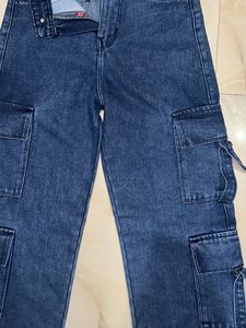 Blue Denim Cargo Jeans