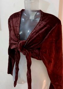Velvet Tie-Front NWT Bolero