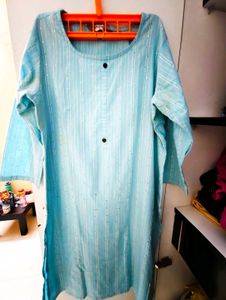 Light Blue Striped Kurta Pant Set