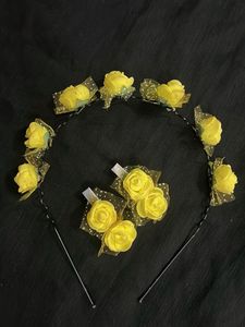 Yellow Rose Hair Accessory Set