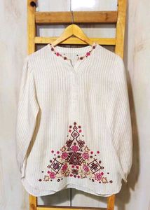 Embroidered Striped cotton Top size-40