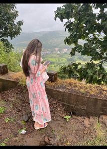 W | Floor Length Floral Pink Kurta