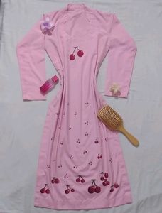 Cute Pink Cherry Print kurti handmade 🍒
