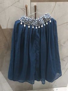 Navy Blue Embroidered Blouse