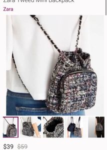 Zara tweed Mini Backpack