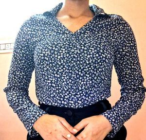 Navy Blue Floral Long Sleeve 3in One