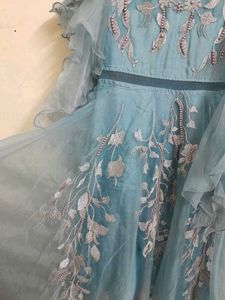 Blue Embellished Party Dress