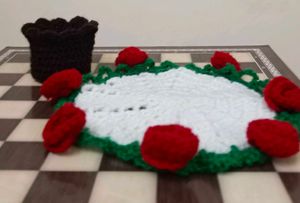 Handmade 2in1 Crochet Rose Bouquet Coaster
