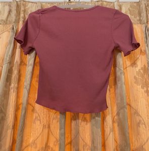 Coral Pink Fitted Crop Top