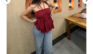 Red Ruffled Tube Top