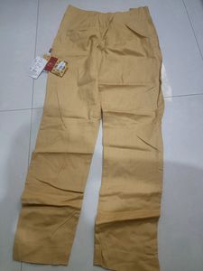 Yellow Fabrics Women's Narrow Trousers, Size- L/XL, Botton And Zipper Closure In Front And Elasticated Waistband At Back