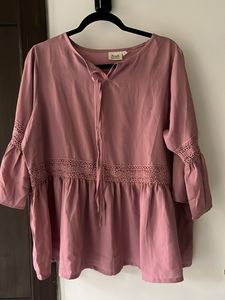 Plus Size Pink Peasant Blouse