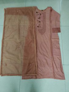 Handwork Peach Suit With Dupatta