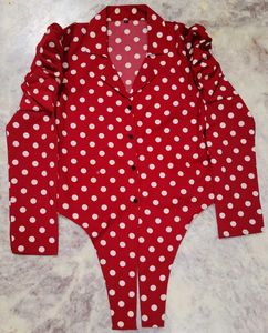Red Polka Dot Tie Up Top