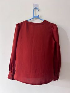 Rust brown Smart Casual V neck Top size S