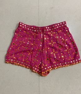 Pink Embellished Shorts
