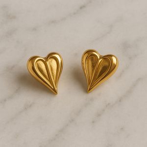 Golden Bloom Heart Studs