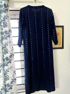 Women&#39;s Elegant mirror Navy Blue Kurta
