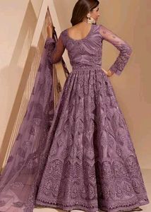 Elegant Pink Anarkali semi-stitched gown