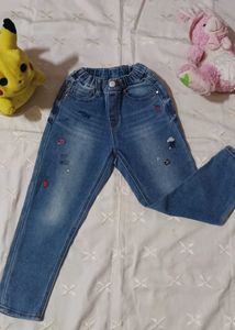 Embroidered Detail Denim Jeans